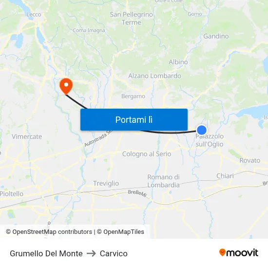 Grumello Del Monte to Carvico map