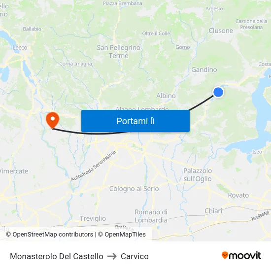 Monasterolo Del Castello to Carvico map