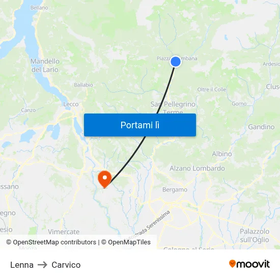 Lenna to Carvico map