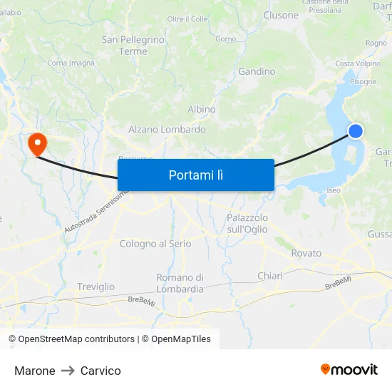 Marone to Carvico map
