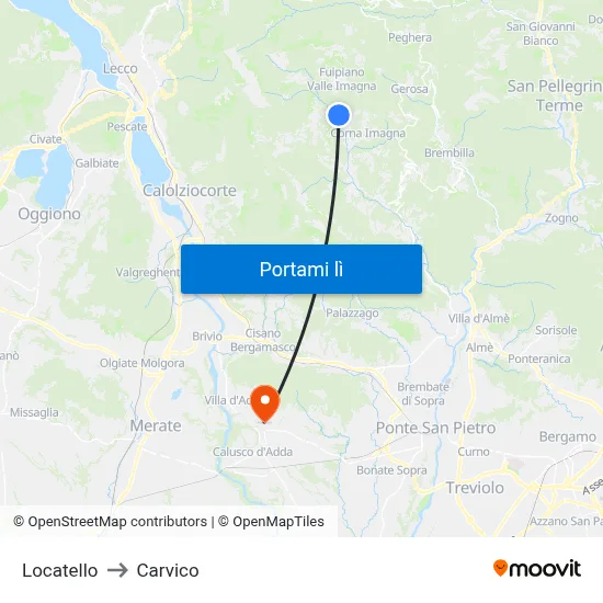 Locatello to Carvico map