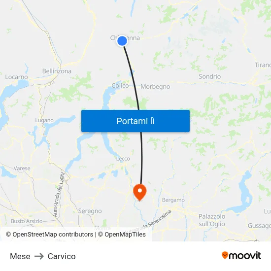 Mese to Carvico map
