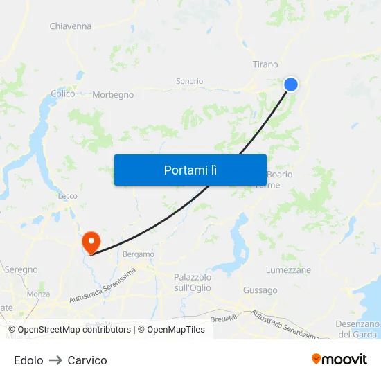 Edolo to Carvico map
