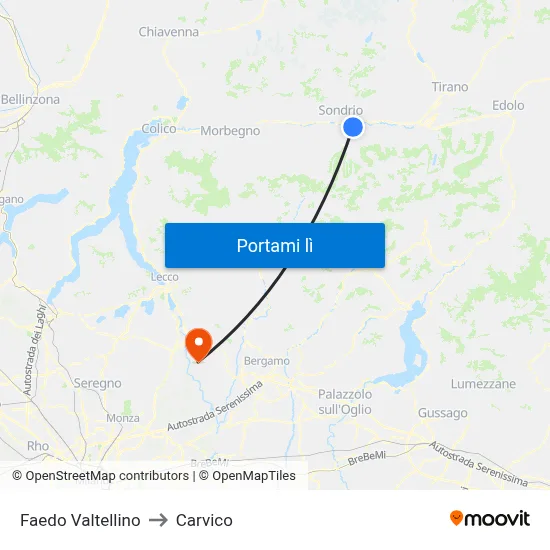 Faedo Valtellino to Carvico map