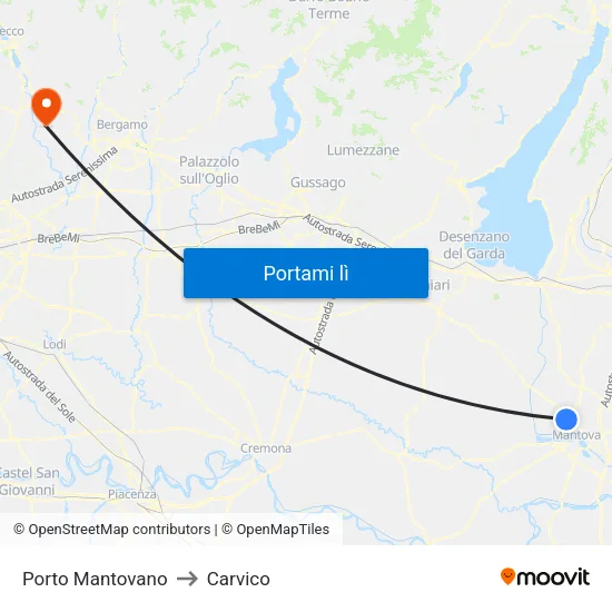 Porto Mantovano to Carvico map