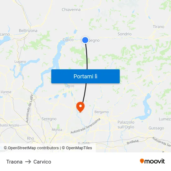 Traona to Carvico map