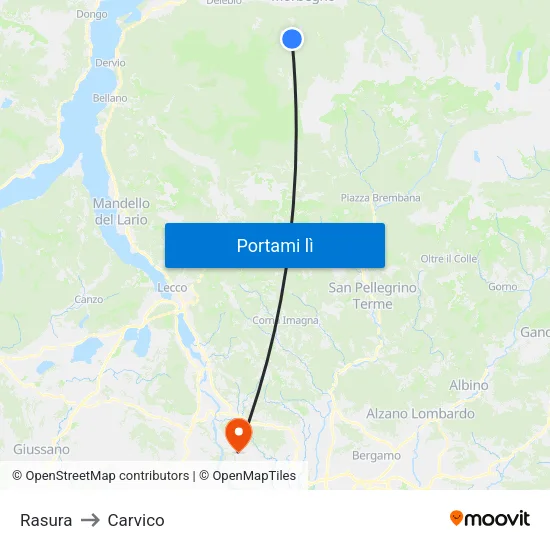 Rasura to Carvico map