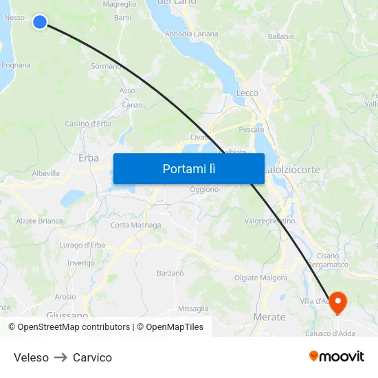 Veleso to Carvico map