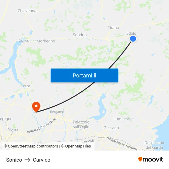 Sonico to Carvico map