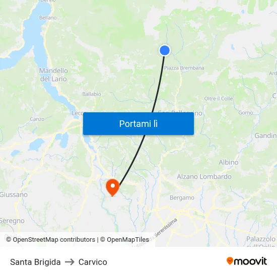 Santa Brigida to Carvico map