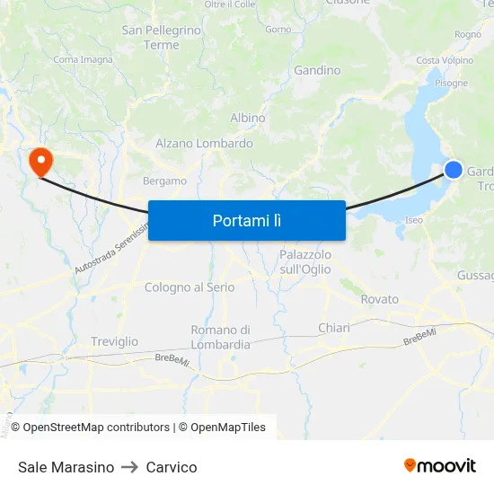 Sale Marasino to Carvico map