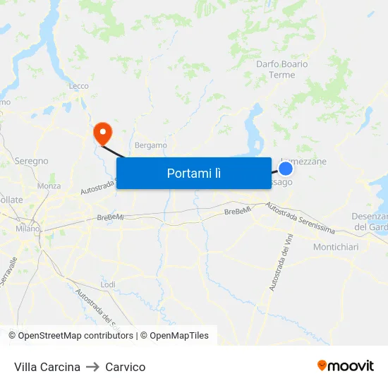 Villa Carcina to Carvico map