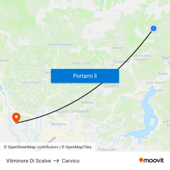 Vilminore Di Scalve to Carvico map