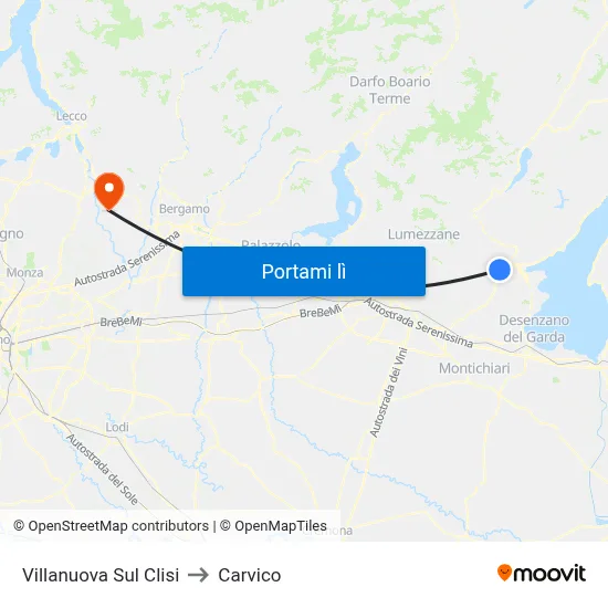 Villanuova Sul Clisi to Carvico map