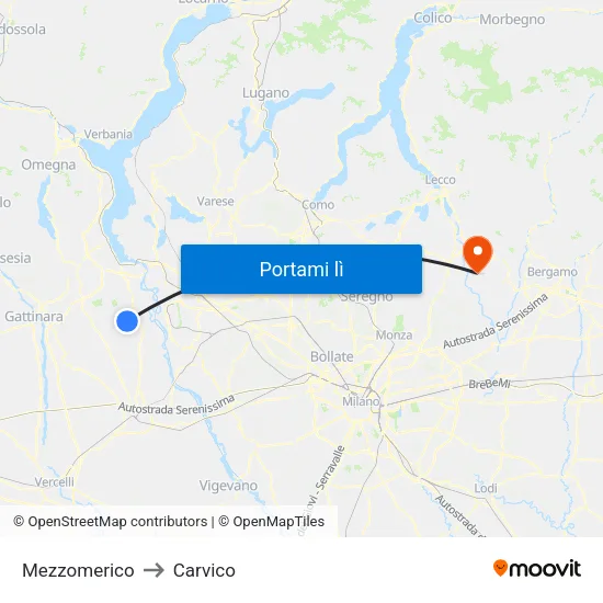 Mezzomerico to Carvico map
