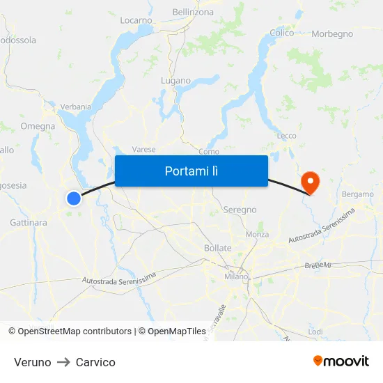 Veruno to Carvico map