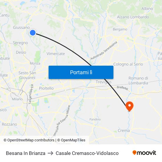 Besana In Brianza to Casale Cremasco-Vidolasco map