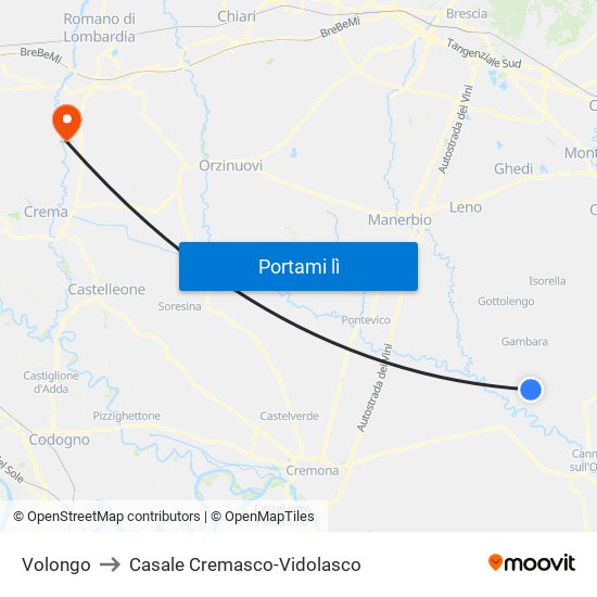 Volongo to Casale Cremasco-Vidolasco map