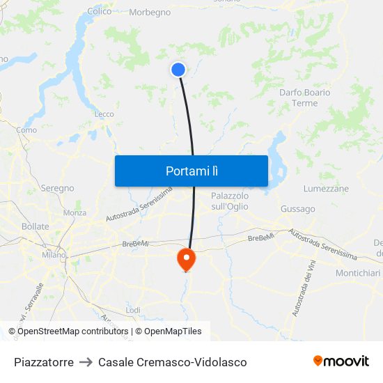 Piazzatorre to Casale Cremasco-Vidolasco map