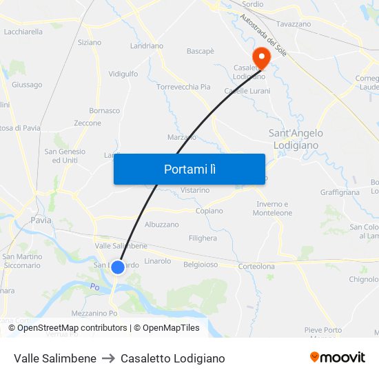 Valle Salimbene to Casaletto Lodigiano map