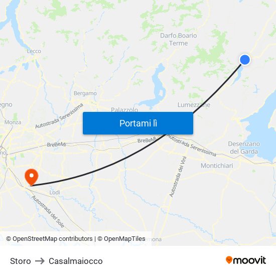 Storo to Casalmaiocco map