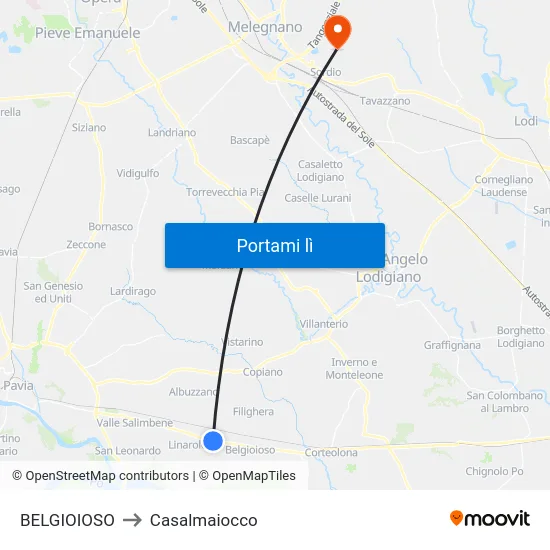 BELGIOIOSO to Casalmaiocco map