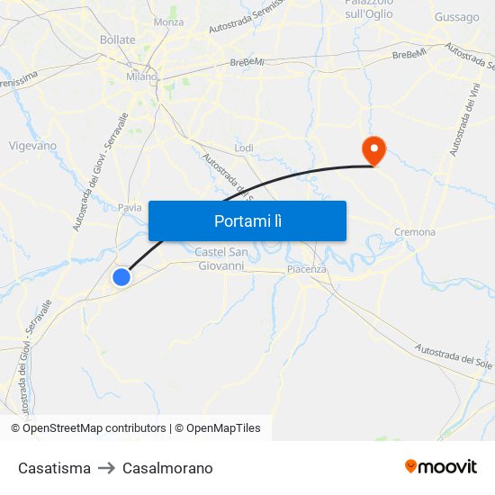 Casatisma to Casalmorano map