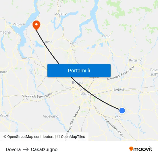 Dovera to Casalzuigno map