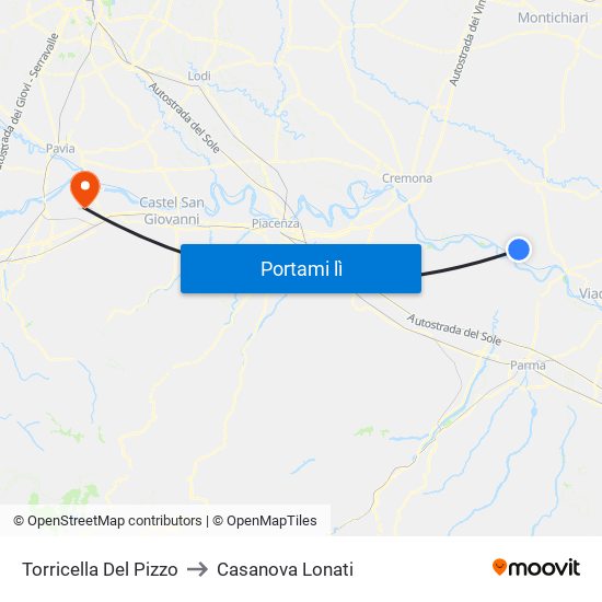 Torricella Del Pizzo to Casanova Lonati map