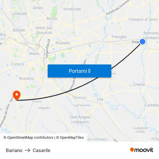 Bariano to Casarile map