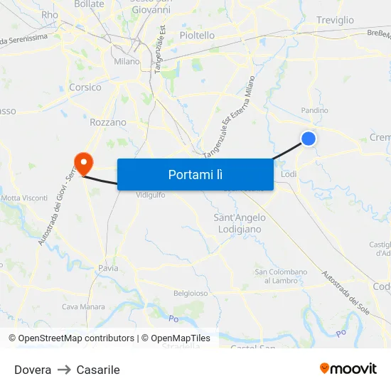 Dovera to Casarile map