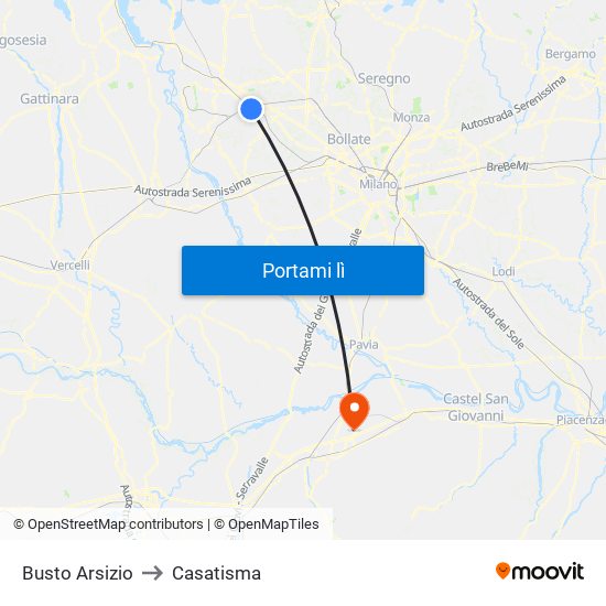 Busto Arsizio to Casatisma map