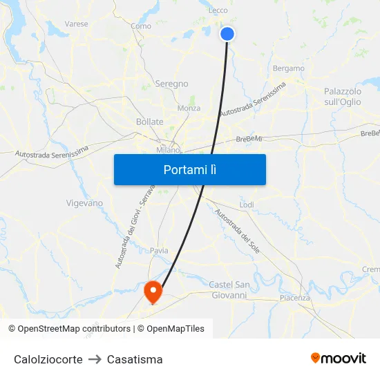Calolziocorte to Casatisma map