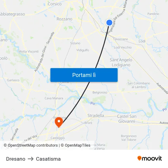 Dresano to Casatisma map