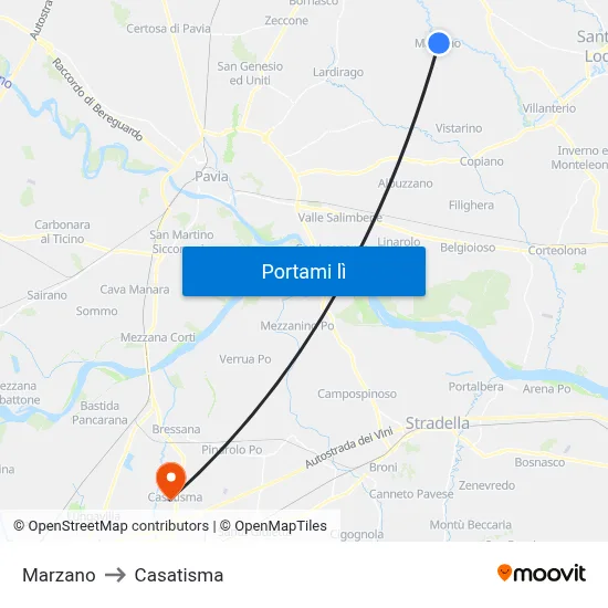 Marzano to Casatisma map