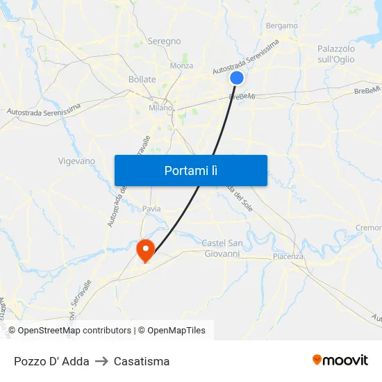 Pozzo D' Adda to Casatisma map