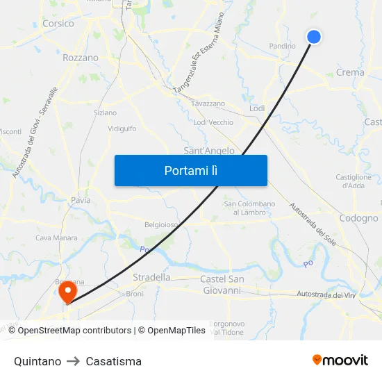 Quintano to Casatisma map