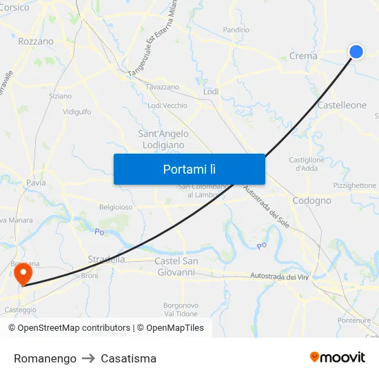 Romanengo to Casatisma map