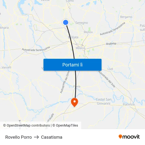 Rovello Porro to Casatisma map