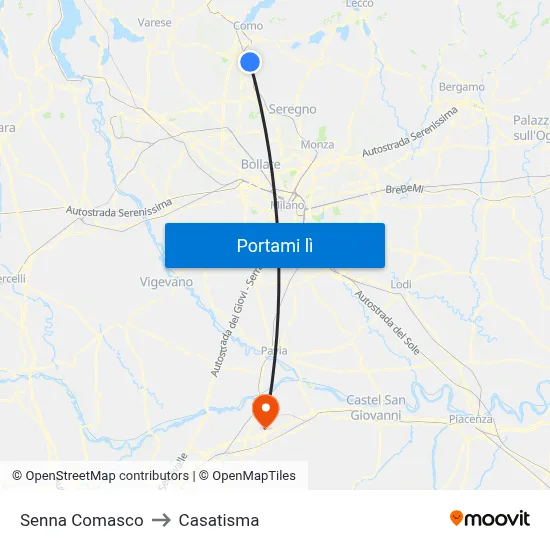 Senna Comasco to Casatisma map