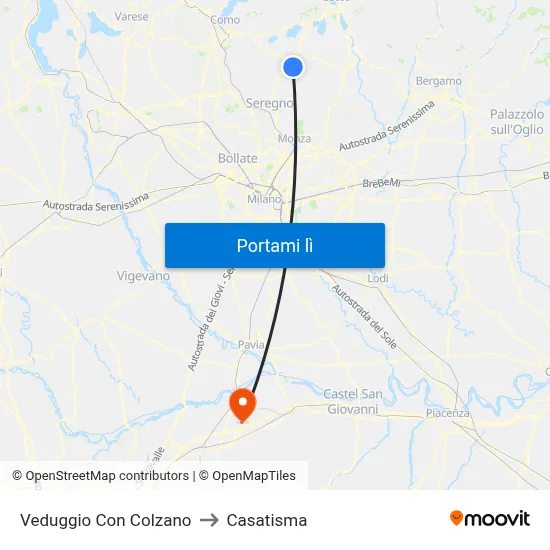 Veduggio Con Colzano to Casatisma map