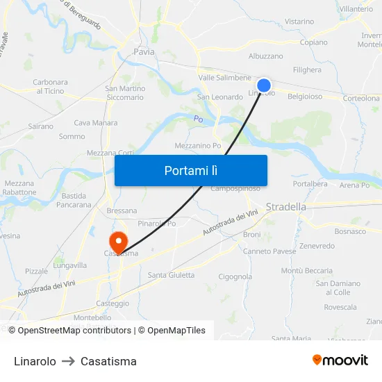 Linarolo to Casatisma map
