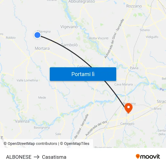 ALBONESE to Casatisma map