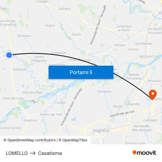 LOMELLO to Casatisma map