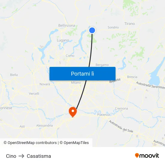 Cino to Casatisma map