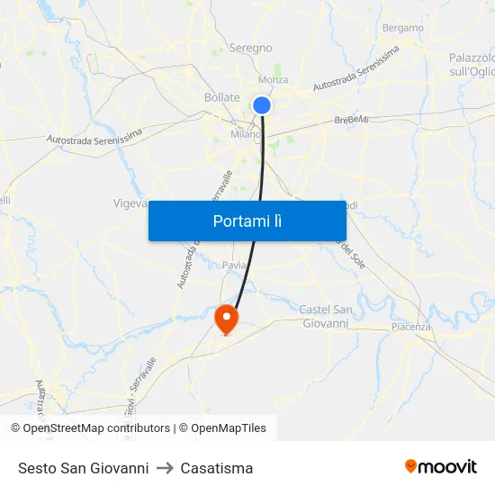 Sesto San Giovanni to Casatisma map