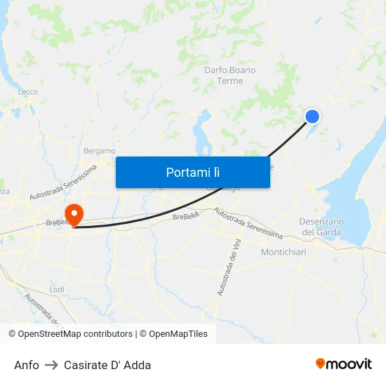 Anfo to Casirate D' Adda map