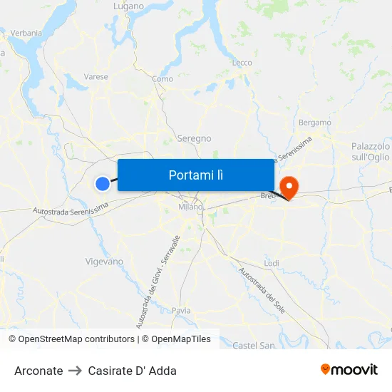 Arconate to Casirate D' Adda map