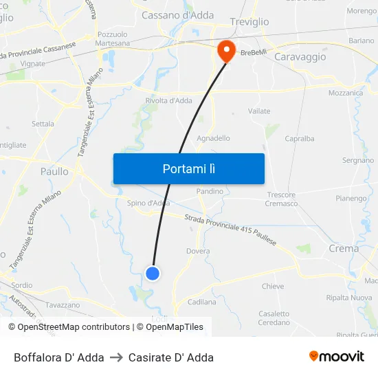 Boffalora D' Adda to Casirate D' Adda map