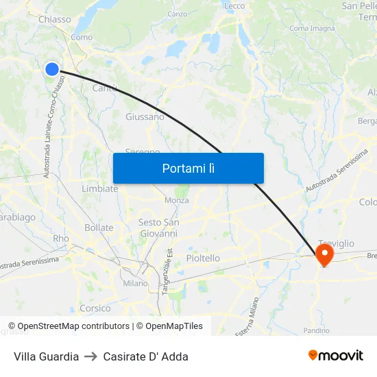 Villa Guardia to Casirate D' Adda map